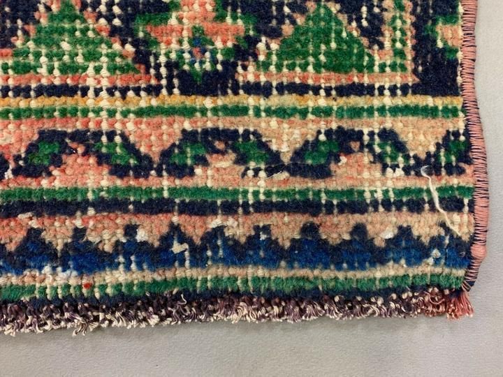 Distressed Turkish Runner 360x79 Cm Wool Vintage Tribal Rug Pink Green photo buy