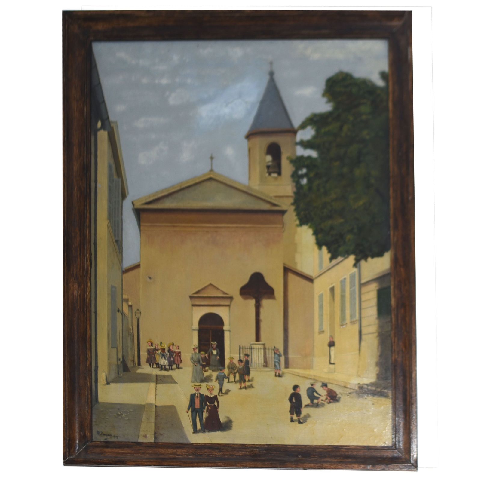 The Exit From The Church Early X Xth Century Painting Dated 1900