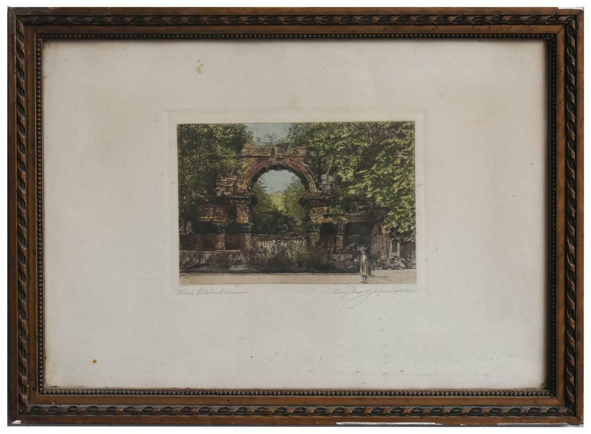 Engraving Arch Of The Schloss Park In Vienna (Austria) Early 20th Century