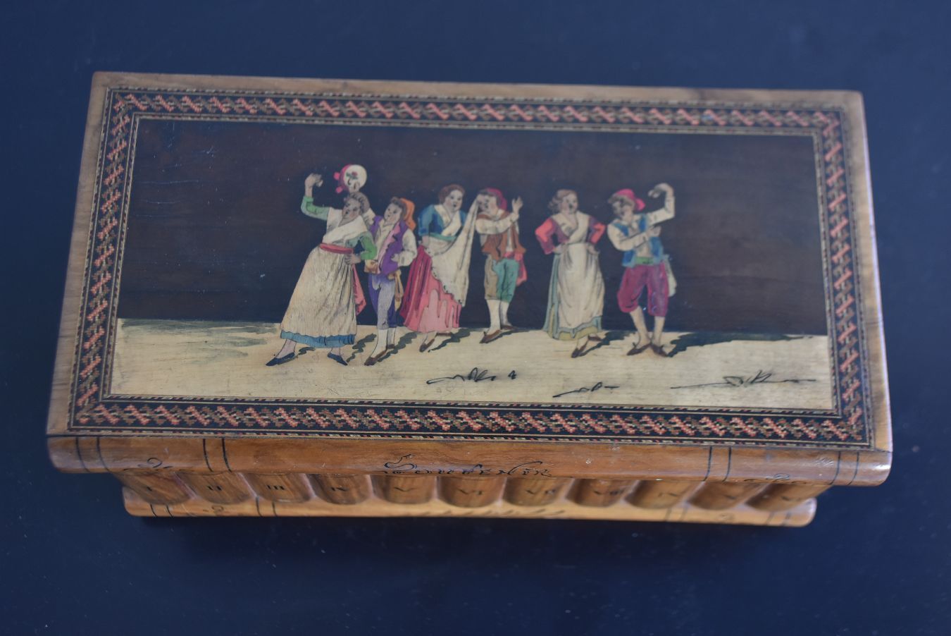 Small Wooden Box Inlaid And Pyrographed Souvenir Of Sorento photo furniture