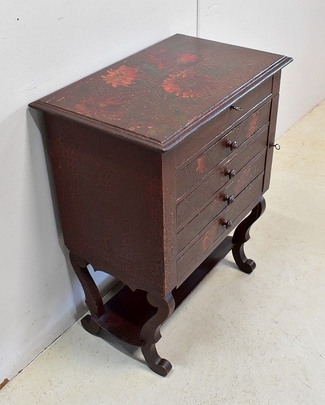 Small Chest Of Drawer Furniture In Cracked Pine And Varnish   1920 photo furniture
