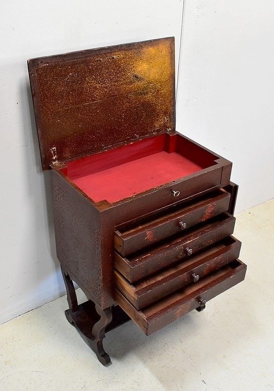 Small Chest Of Drawer Furniture In Cracked Pine And Varnish   1920 photo Furniture