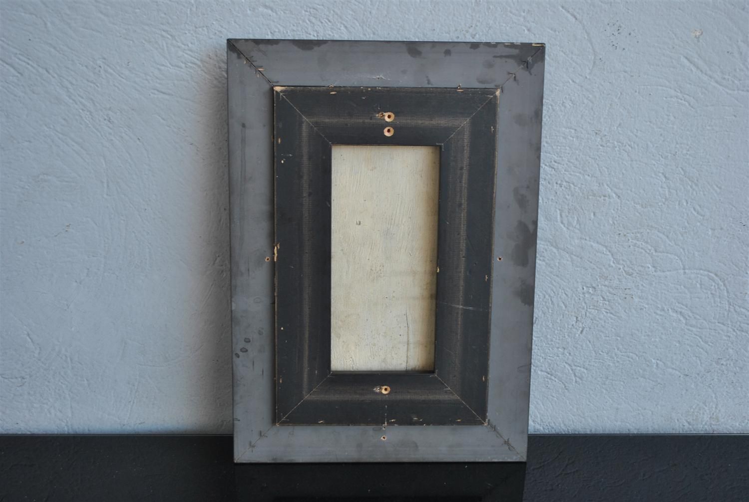 Twentieth Painting On Wood In Illegible Signature Silhouette photo vintage