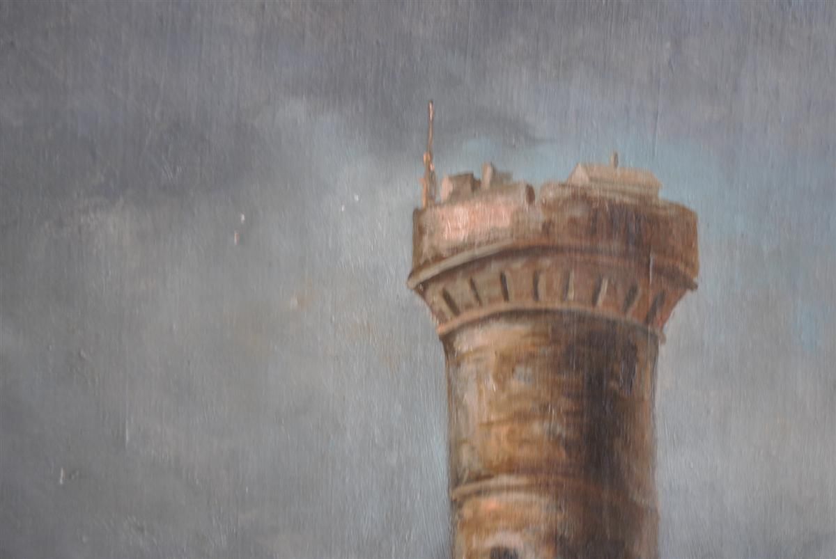 Genoese Tower In Saint Florent In Oil On Canvas Signed Jeanne Dubois photo 1528.0