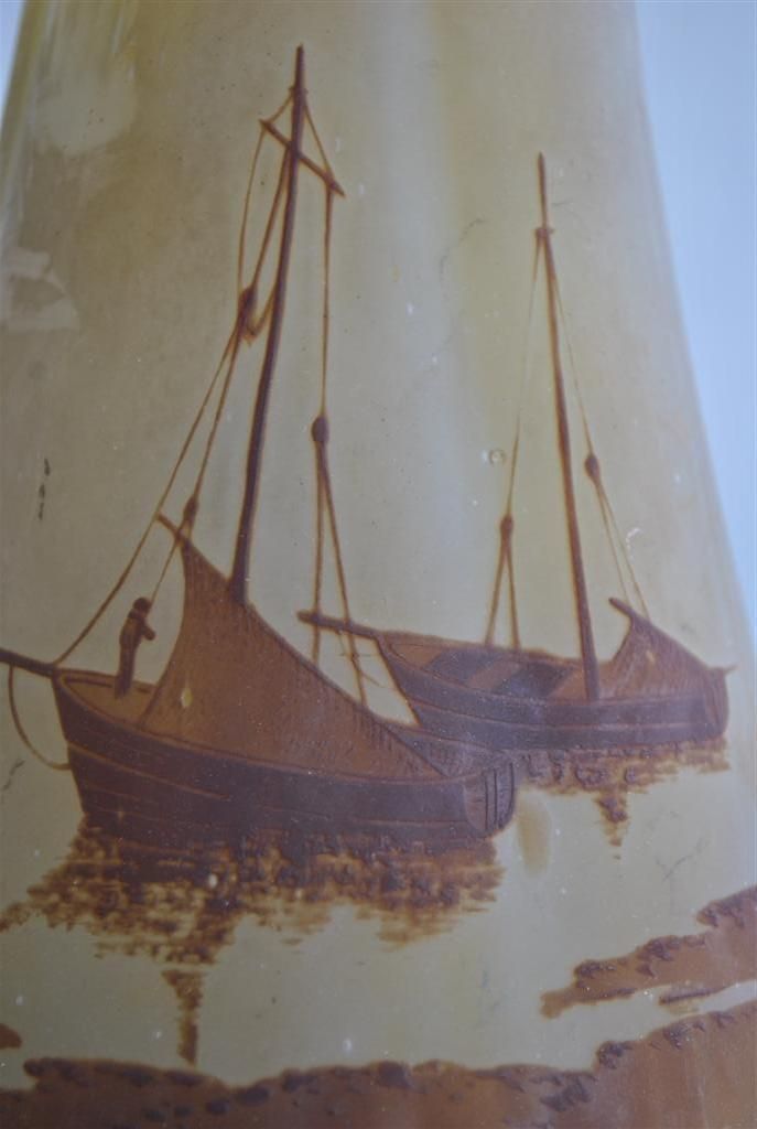 Art Nouveau Glass Paste Vase Emile Gallé 1900 With Boats photo vinterior