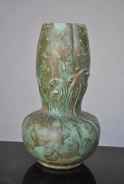 Iridescent Ceramic Vase 1900 Art Nouveau photo furniture
