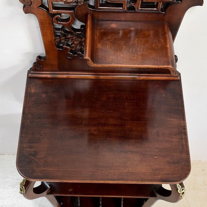 Furniture Music Cabinet In Tinted Beech, Asian Spirit, Attributed To G. Viardot , 1900 photo