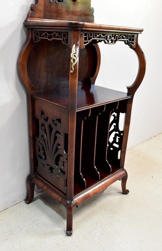 2402.99 Music Cabinet In Tinted Beech, Asian Spirit, Attributed To G. Viardot , 1900 photo