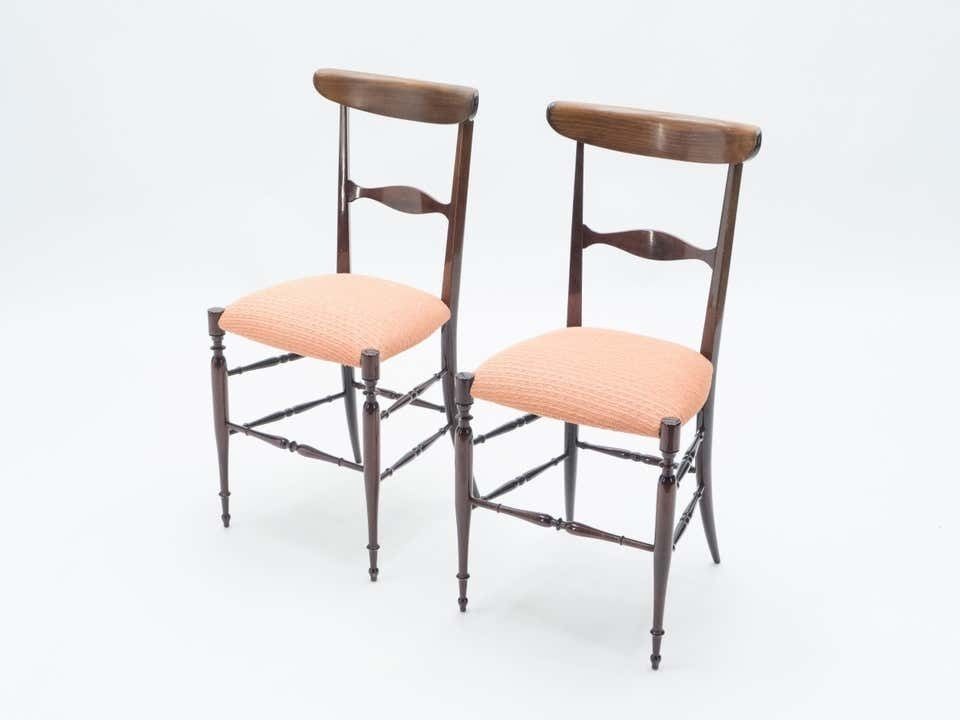 Rare Set Of Six Campanino Chiavari Walnut Chairs By Fratelli Levaggi, 1950 photo vinterior