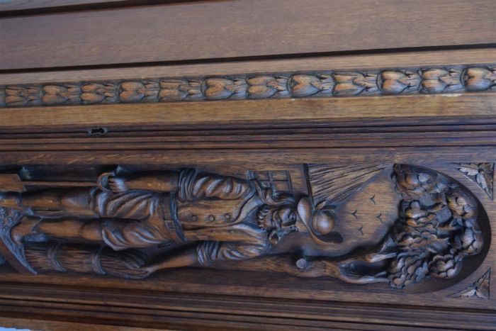 Kieninger Renaissance Style Oak Parquet Clock photo vintage