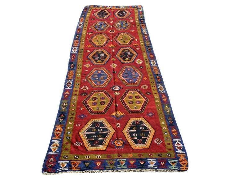 Antique Turkish Sarkisla Kilim Rug 372x140 Cm photo 1950.0