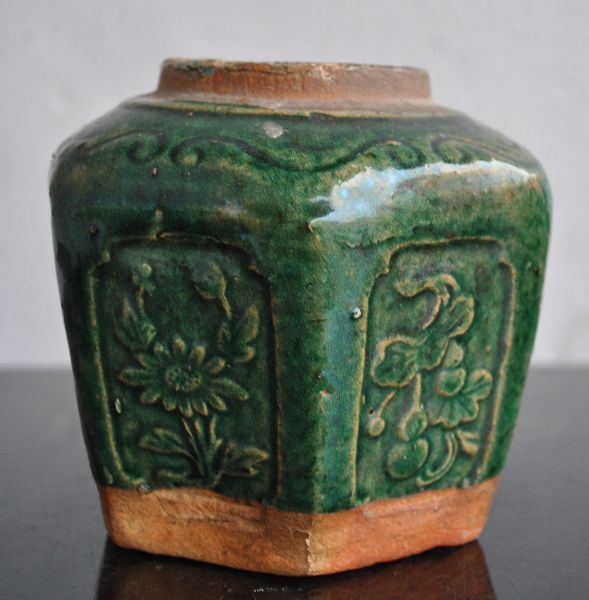 Old Ceramic Pots Glazed With Grapes photo for sale