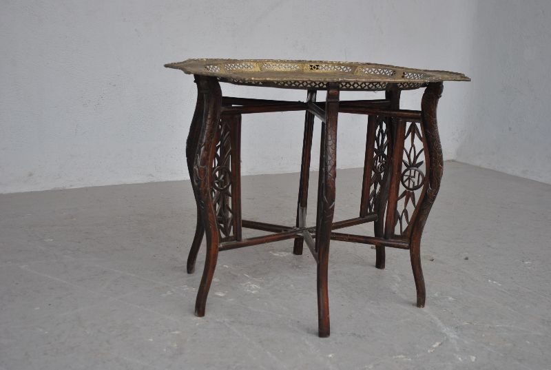 Ancient Asian Tea Table Openwork Copper Tray photo for sale