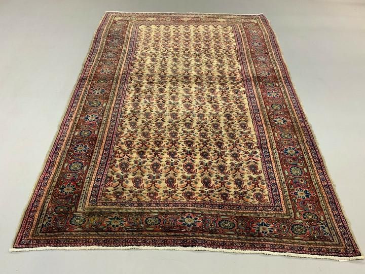 Distressed Turkish Rug 176x124 Cm Wool Vintage Shabby Chic Tribal Red, Beige photo furniture