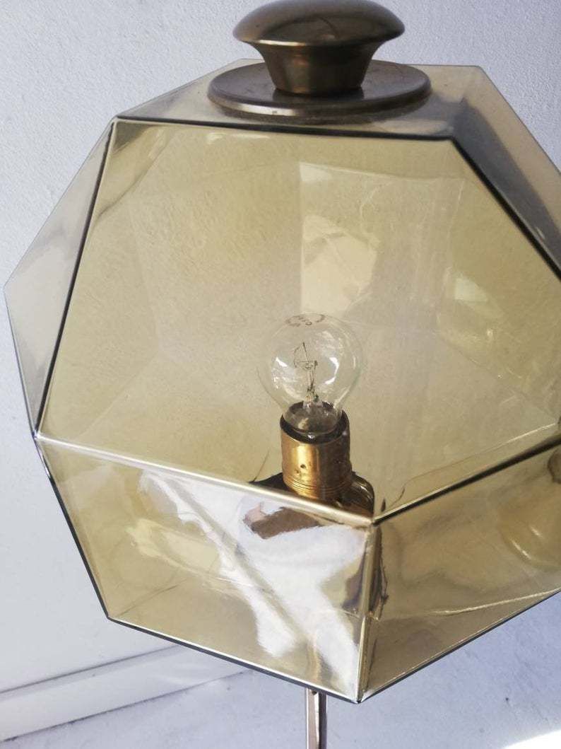 Top Quality Bergbroms Fantastic Floor Lamp   Glass Lampshade And Brass Body   1960s Sweden photo vintage