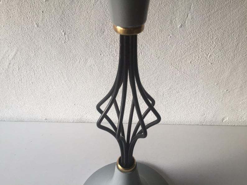 Stilnovo Era Fabulous Self Standing Ashtray   Grey And Black Metal Body With Yellow Porcelain Ashtray   1950s Italy photo vinterior