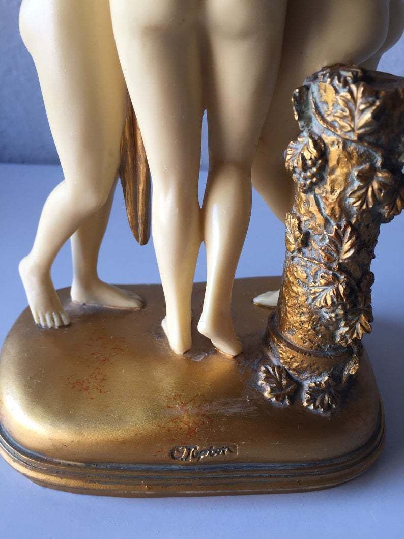 Unique 3 Nude Woman Epoxy Resin Sculpture   Women Huging   Outstanding Art Object By O. Tupton photo buy