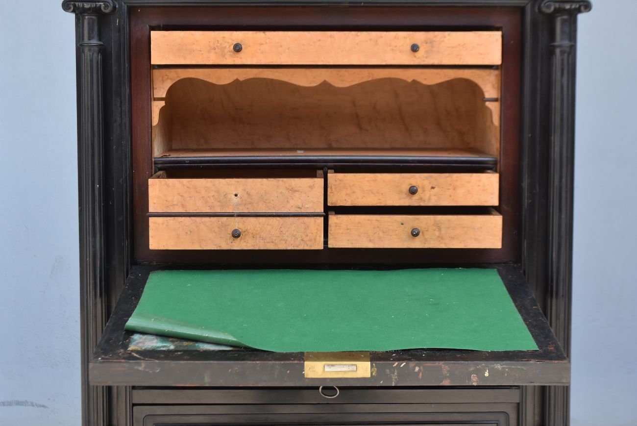 Blackened Wooden Secretary Napoleon III 19th Time photo Furniture