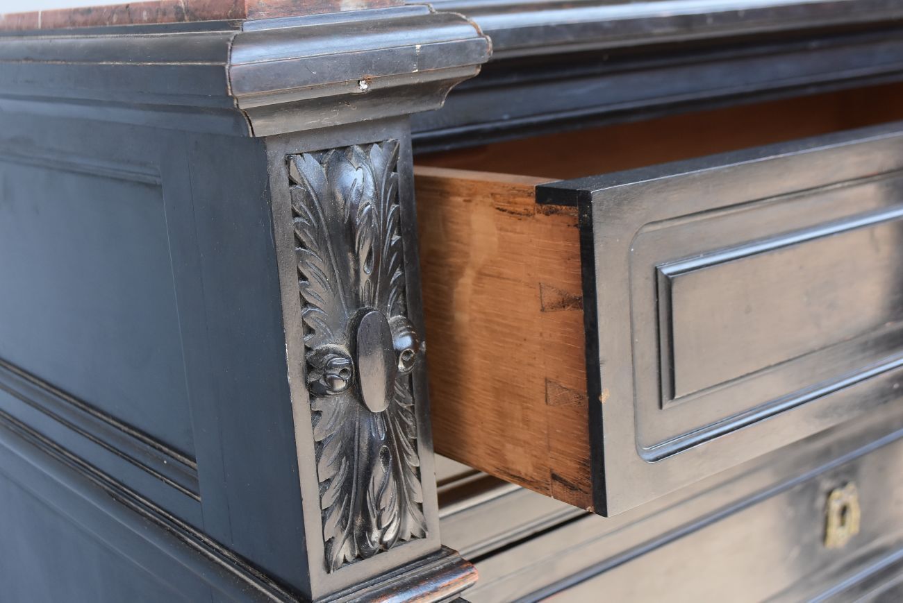 photo for sale Blackened Wooden Secretary Napoleon III 19th Time