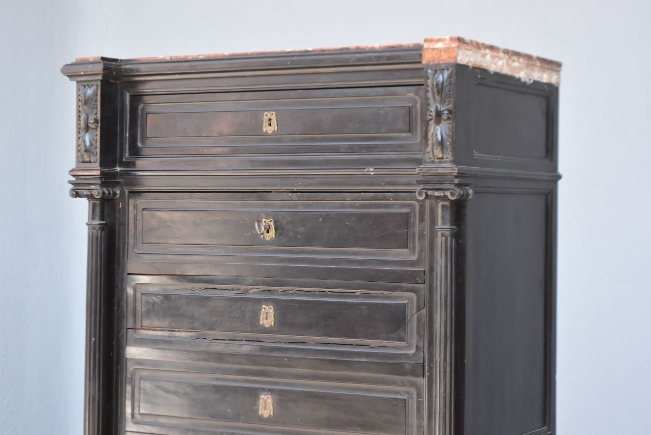 photo vinterior Blackened Wooden Secretary Napoleon III 19th Time