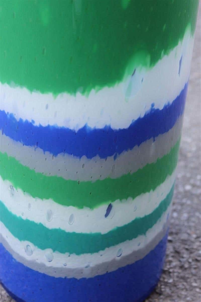 Multi Color Cylinder Vase Murano Glass Italian Design With Horizontal Bands photo furniture