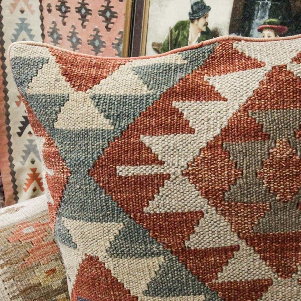 Decorative Pillow Cover, Bench Cushion Cover For Sale, Handmade Carpet Cushion Case Kilim Rug photo for sale
