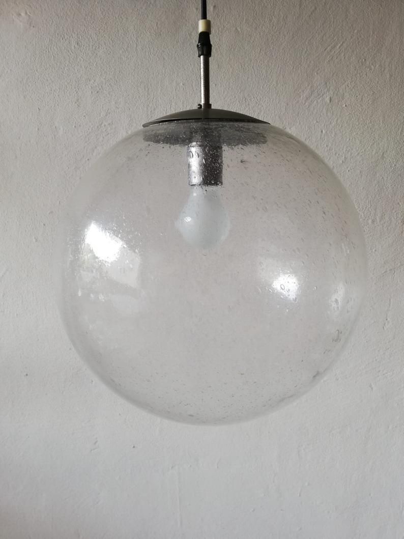Limburg Air Bubble Glass Ball Shape Iconic Pendant Lamp   1970s Germany photo furniture