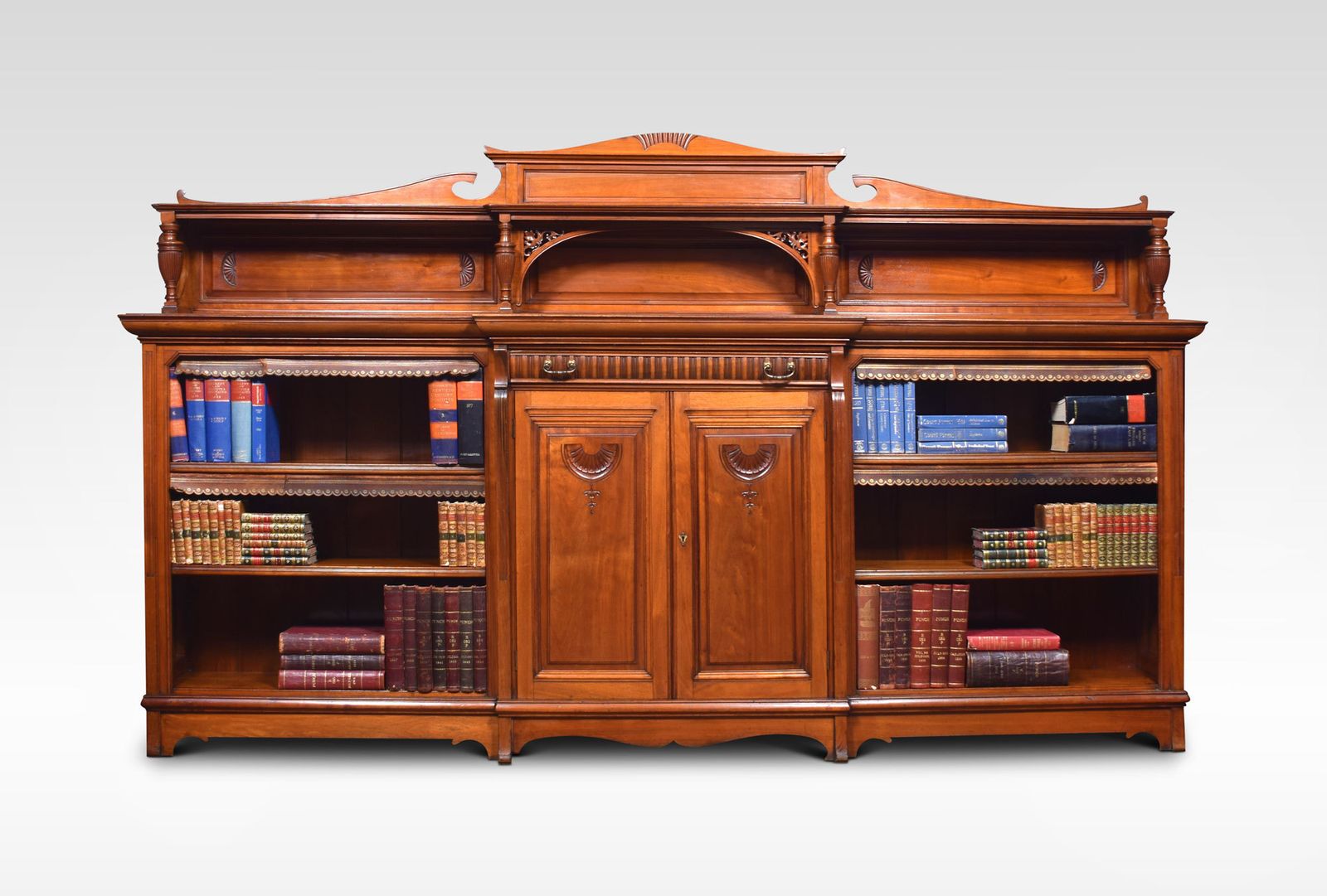Large 19th Century Walnut Breakfront Bookcase photo furniture