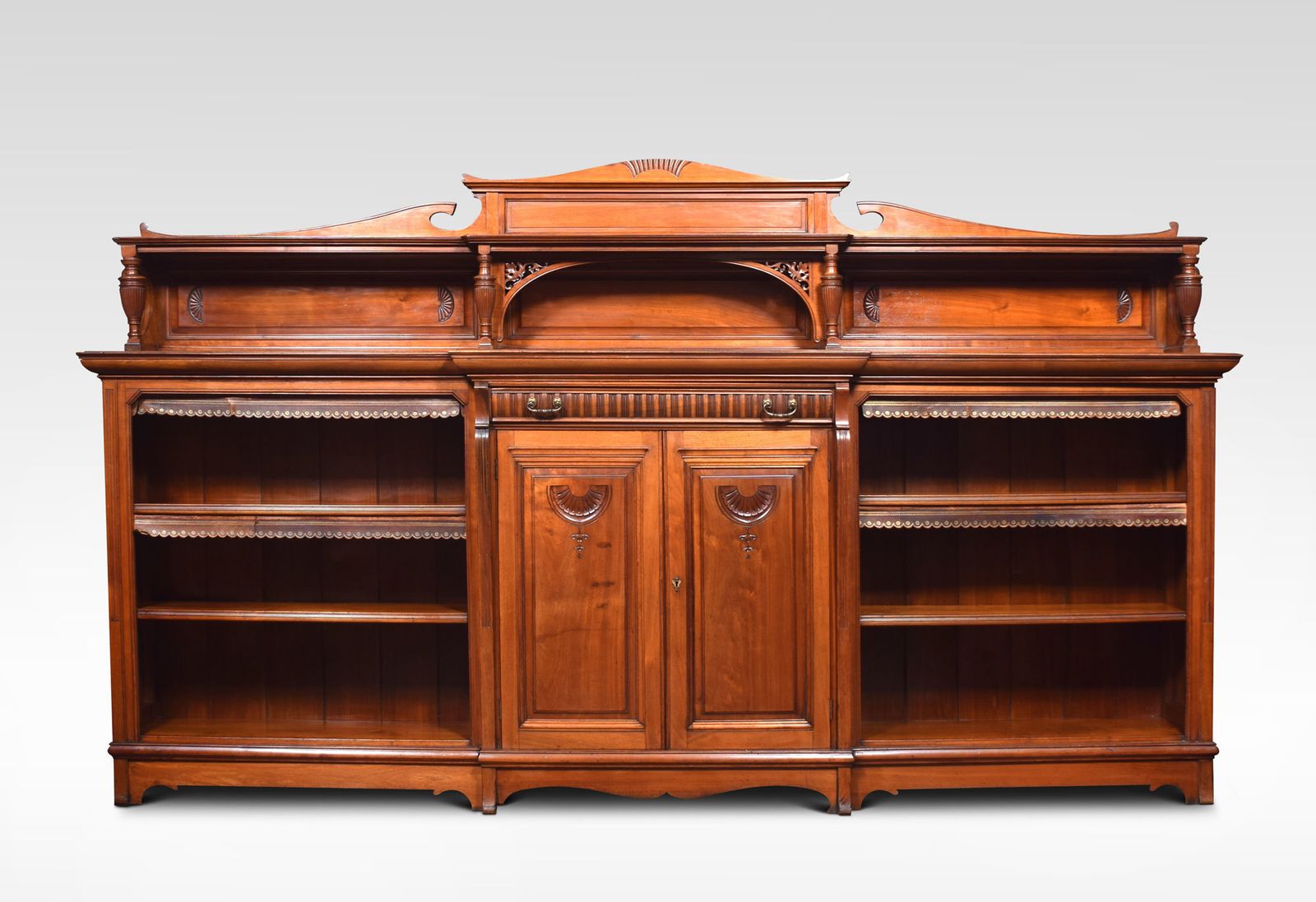Large 19th Century Walnut Breakfront Bookcase photo vintage