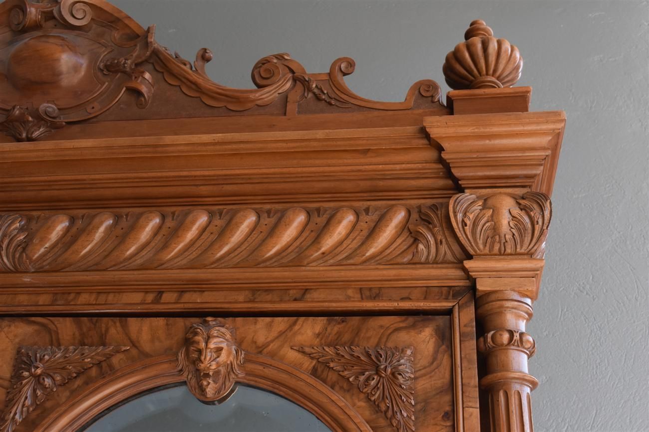 Furniture Walnut Wardrobe Renaissance Style French Work, Late 19th Century photo