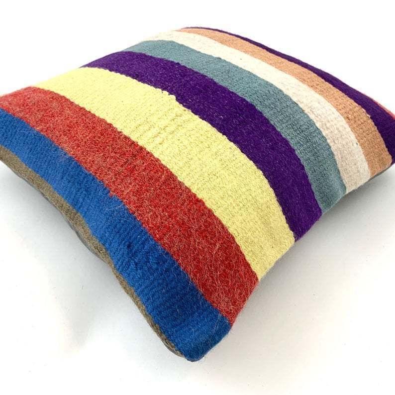 Vintage Turkish Kilim Cushion Cover, 40x40 Cm photo vinterior