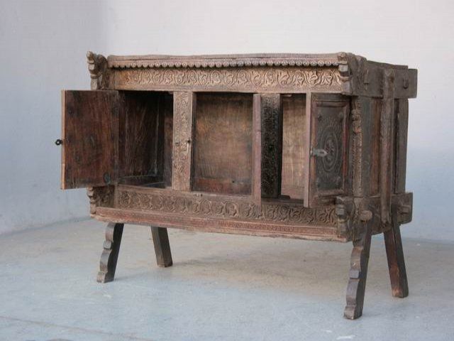 Carved Wooden Chest Of Old Elements photo vinterior