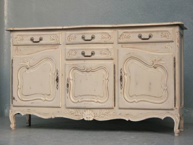 Sideboard Louis XV Style Putty Lacquered photo for sale