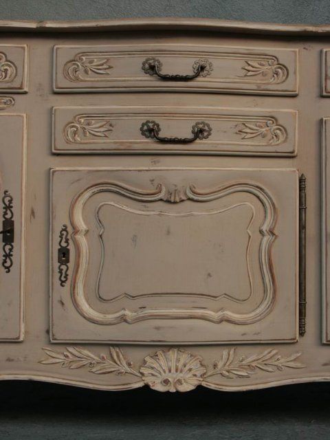 Sideboard Louis XV Style Putty Lacquered photo vintage