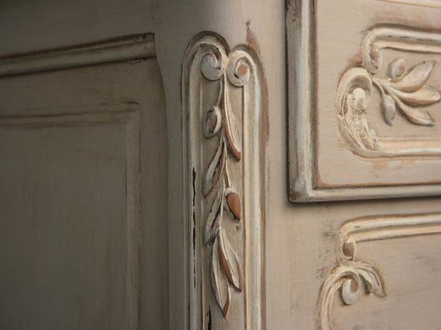 photo vintage Sideboard Louis XV Style Putty Lacquered