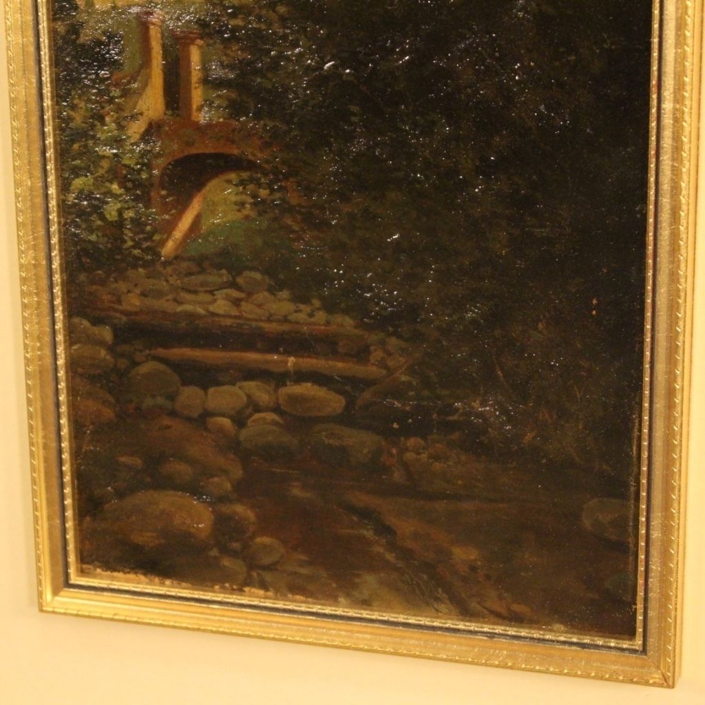 Italian Landscape Painting Oil On Cardboard From 20th Century photo Art