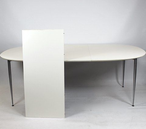 Dining Table With White Laminate And Steel Legs From 1960s photo vinterior