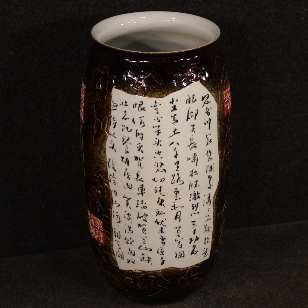 Chinese Painted Ceramic Vase With Warrior On Horseback photo 1300.0