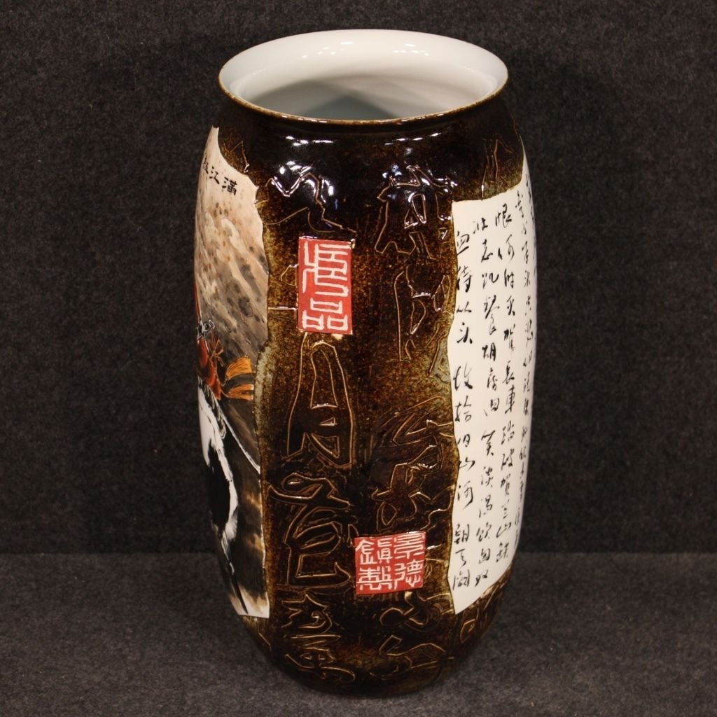 photo furniture Chinese Painted Ceramic Vase With Warrior On Horseback