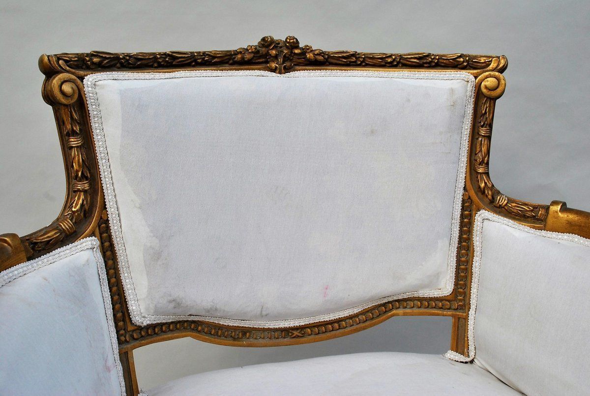 photo vintage Marquise In Guilt Wood, Louis XVI Style, 20th Century