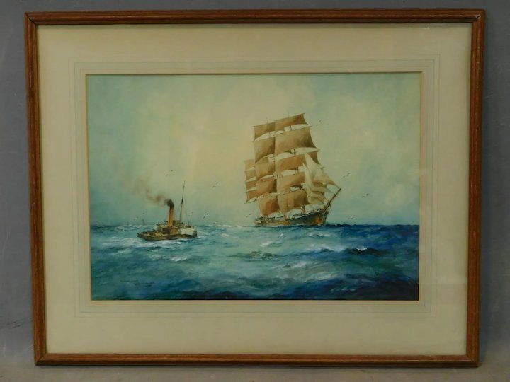 William Minshall Birchall (American, 1884 1941), 'Nearing Home', Watercolour photo furniture