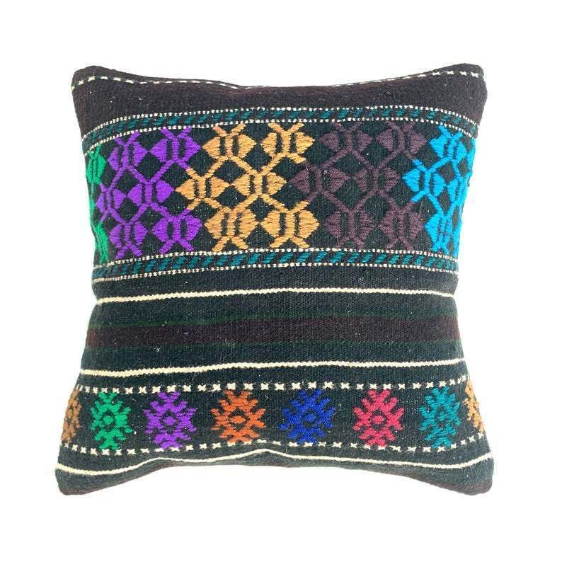 Kilim Pillow Moroccan Cushion 40x40 Kilim Pillows Kelim  Housse De Coussin Rug Pillow Turkish Cushion photo for sale