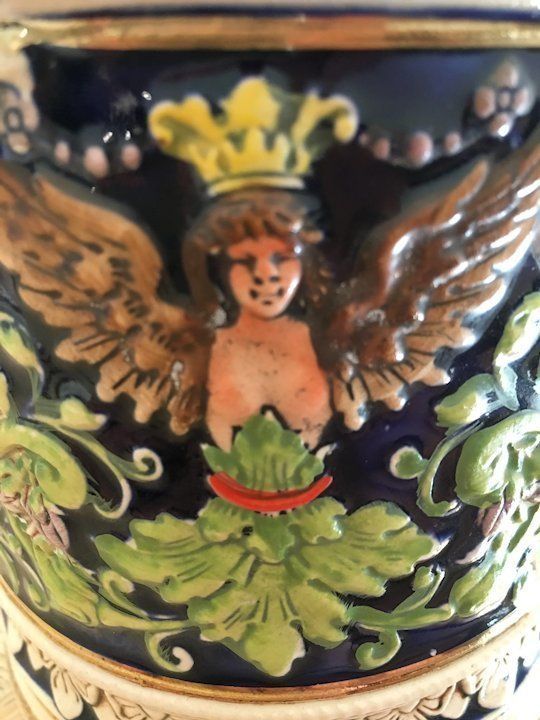 photo furniture Pair Of Early 1900s German Ceramic Tobacco Jar Pots