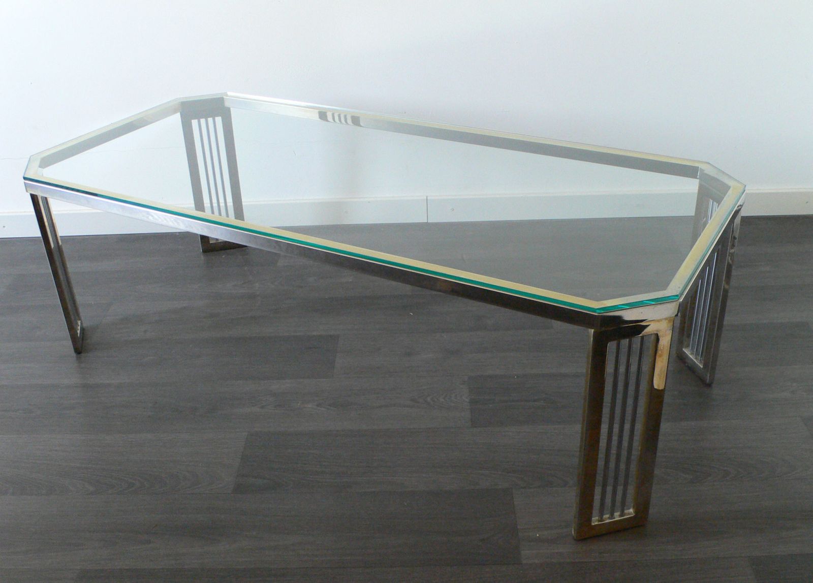 Mid Century Design Hollywood Regency Salontafel Van Messing En Glas, Jaren 1980 photo for sale