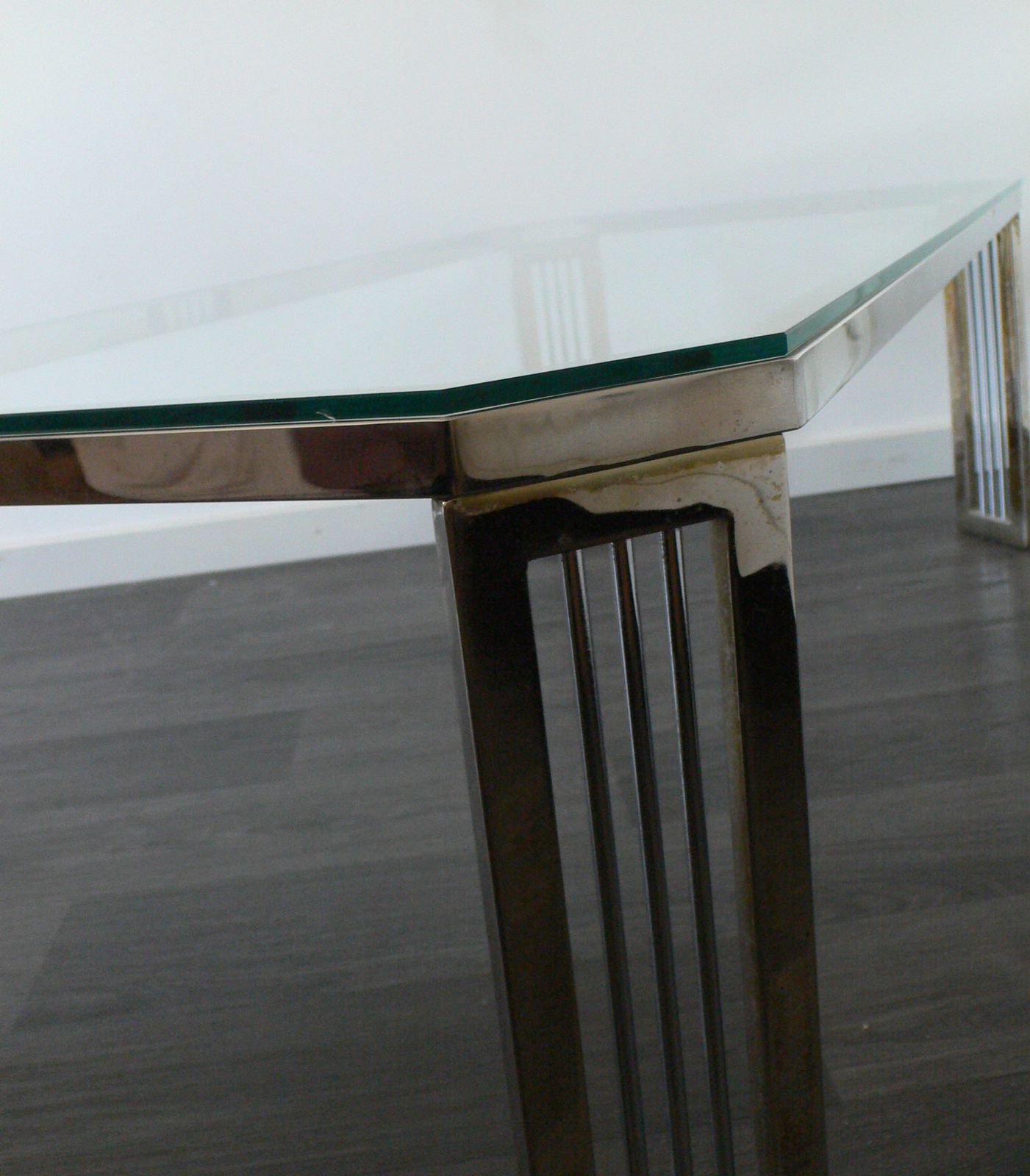 Meubels Mid Century Design Hollywood Regency Salontafel Van Messing En Glas, Jaren 1980 photo