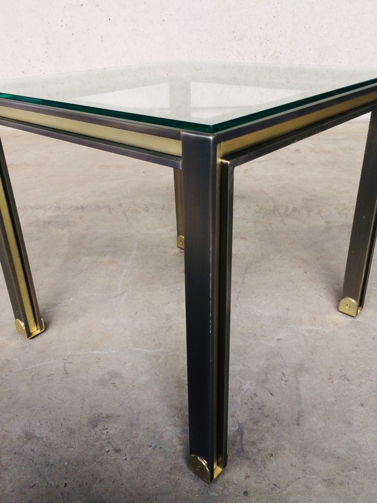 Meubels Postmodern Design Salontafel Van Geborsteld Staal En Messing, Vierkant, België, Jaren 1980 photo
