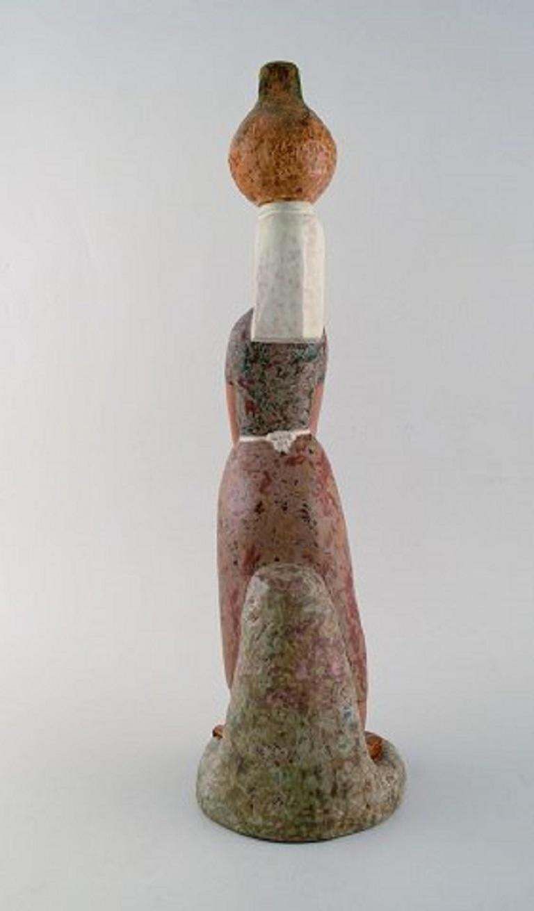 Lladro, Spain, Large Figure In Glazed Ceramics, Woman Carrying Water photo for sale