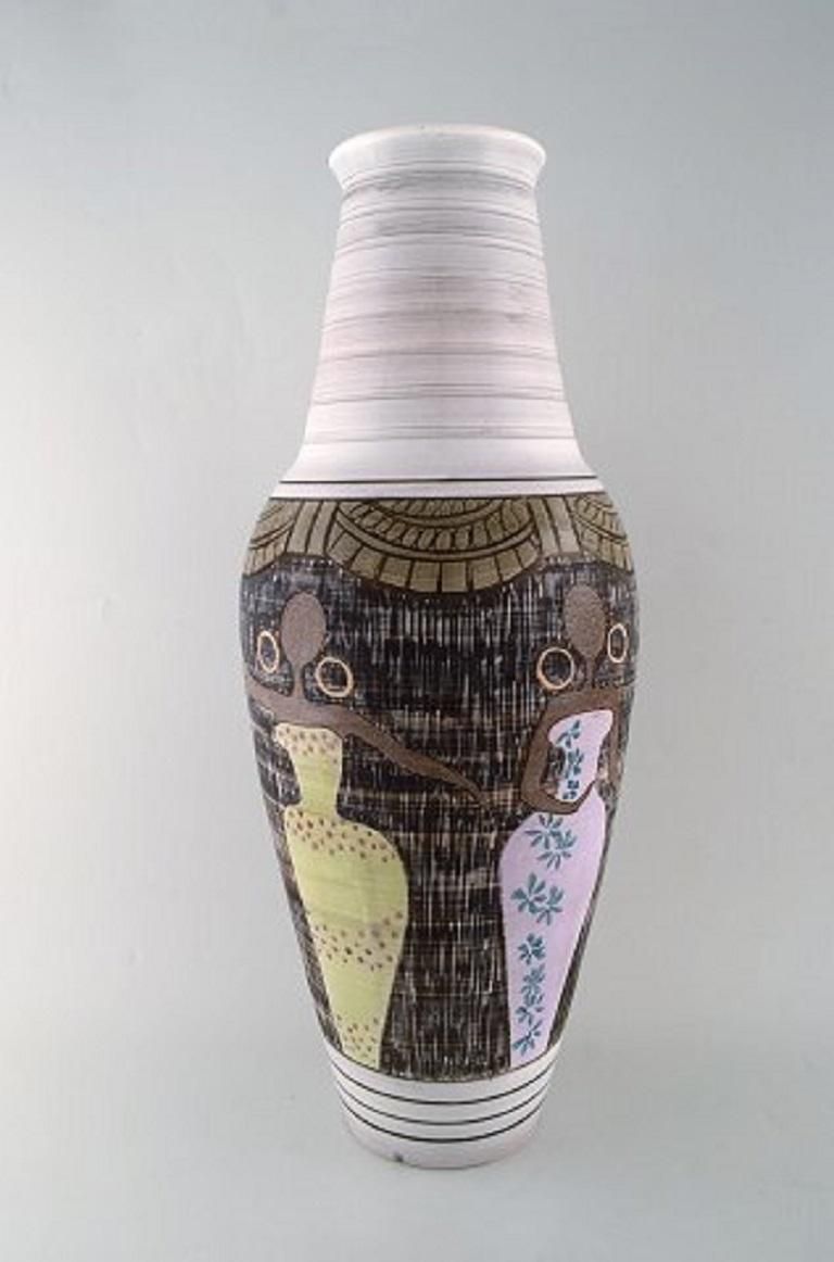 Laholm Keramik, Colossal Unique Floor Vase In Glazed Ceramics, 1950s 1960s photo for sale