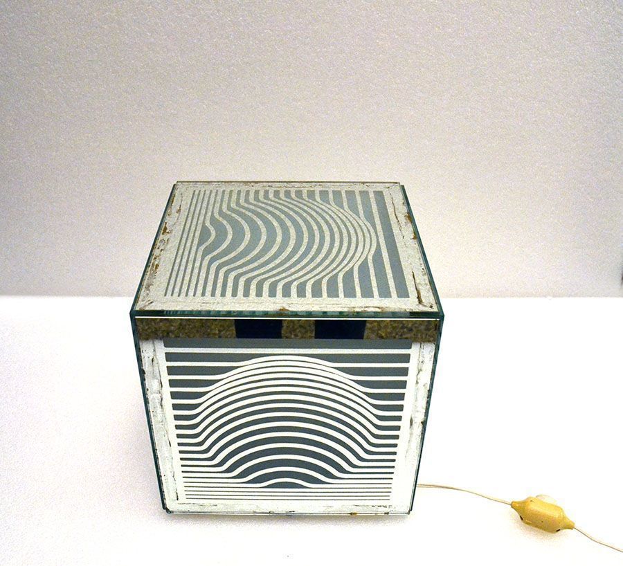 Mirrored Table Lamp By Victor Vasarely, 1960s photo Lighting