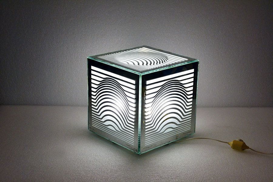 photo furniture Mirrored Table Lamp By Victor Vasarely, 1960s